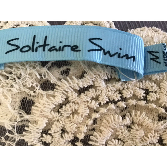 Solitaire Swim Cover Up Lace Cream Beige Lace Cover Up Size M - Picture 9 of 16